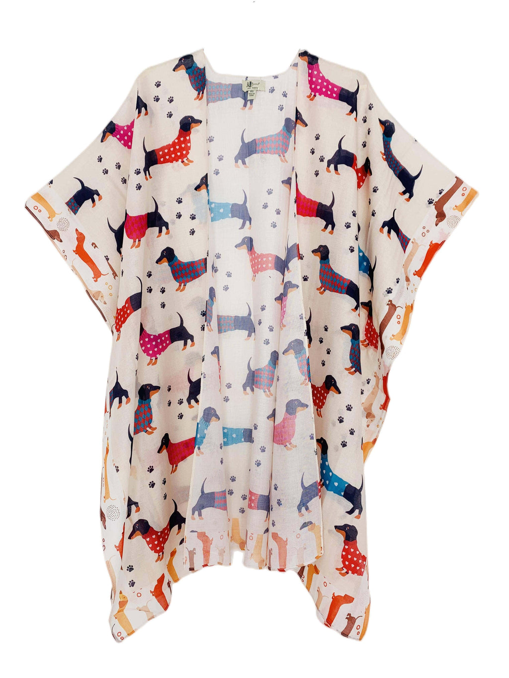 Artsy Kimono Weenie Dog Cardigan JC Sunny Fashion O/S