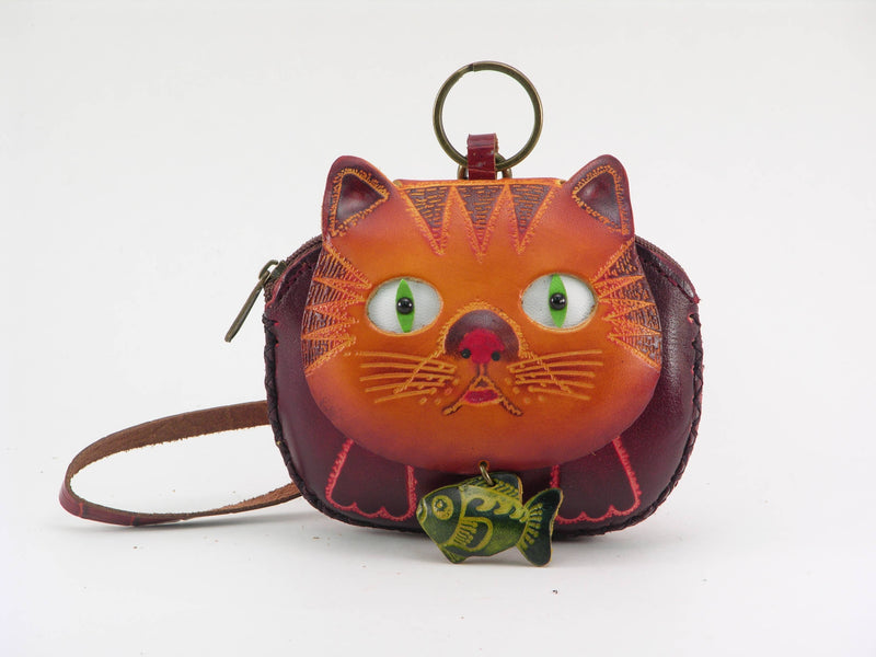 E512 Leather Cat Wristlet Coin purse wallet Apparel & Accessories Sunflower Handmade leather inc E512 Leather Cat Wristlet Coin purse wallet